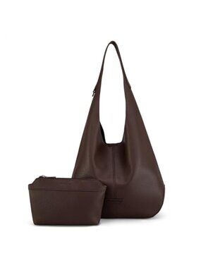 Soft Faux Leather Slouchy Hobo Shoulder Bag with Coin Purse, Foldable Handbag
